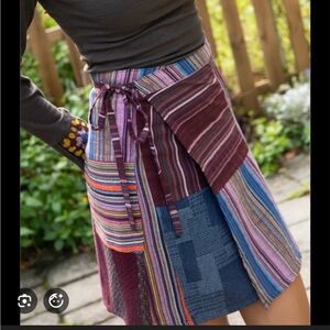 Natural Life Patchwork Mini Wrap Skirt